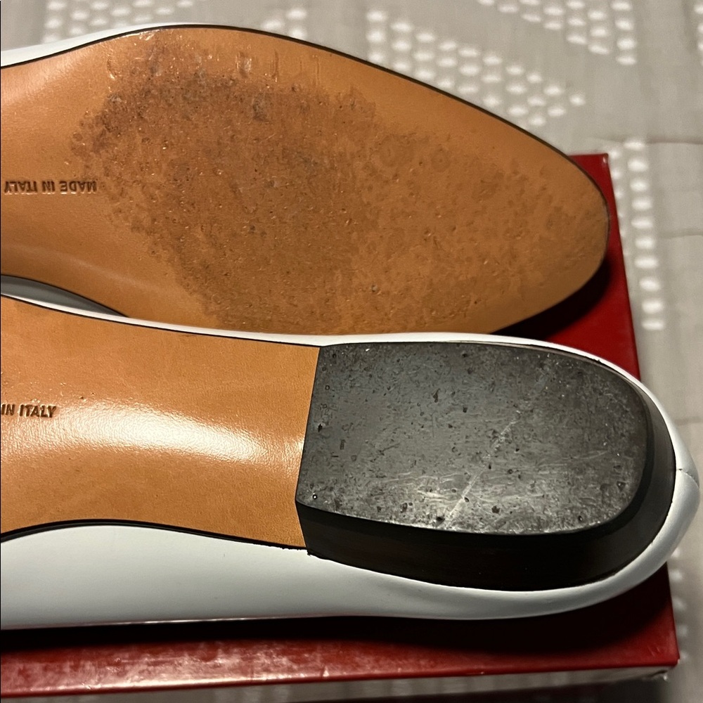 Salvatore Ferragamo White Leather Loafers - Picture 9 of 16